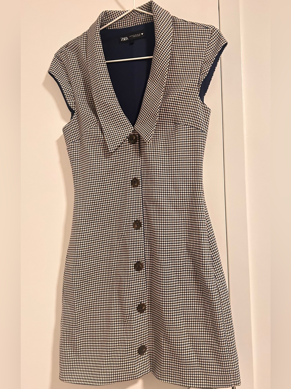 Zara Gingham Button-Front Mini Dress